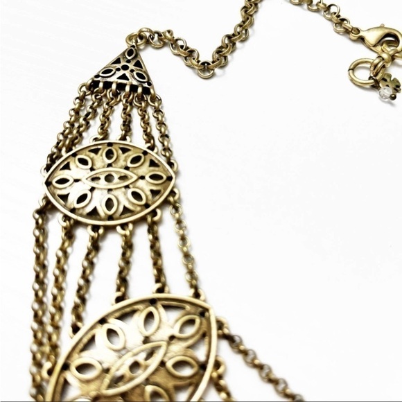 Lucky Brand Brass Tribal Sand Dollar Seashells Drape Statement Necklace - Picture 4 of 8